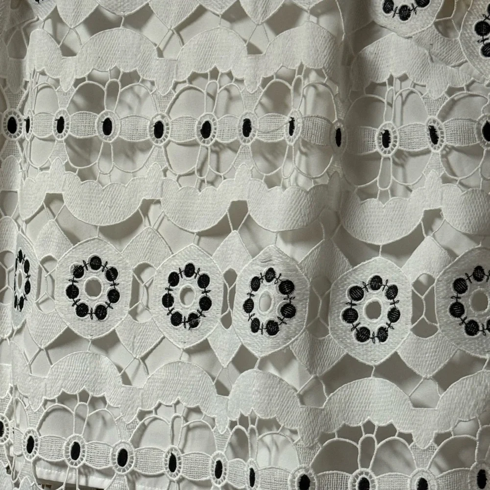 Anthropologie HD in Paris white crochet dot Lace swing dress top tank mod - Picture 5 of 5